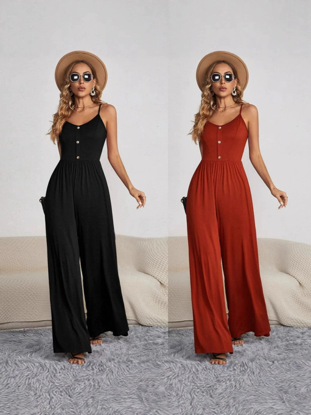 ZARA Summer Solid Casual Pullover Sleeveless Loose Jumpsuit